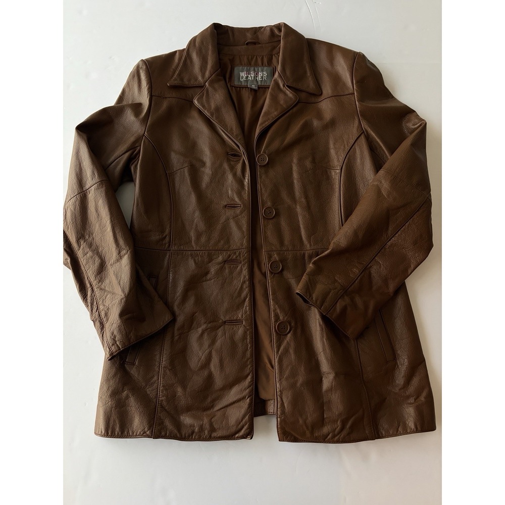 Wilsons Women's Sz Medium Brown Leather Button Up Jacket